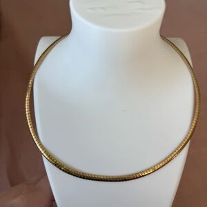 Vintage Gold Tone Square Snake Chain Choker Necklace